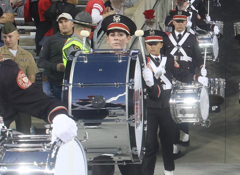 Sarah Wood marching the ramp entrance at Ohio Stadium