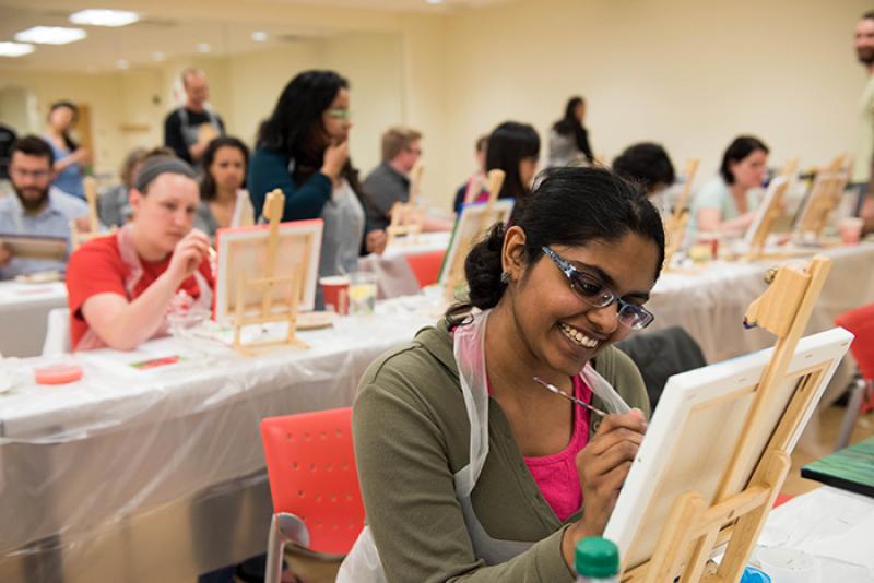 Students painting