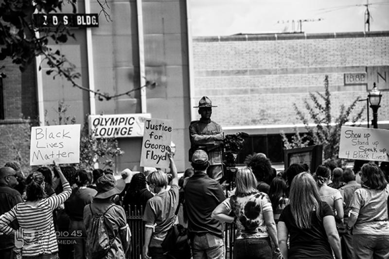 Protesters at a Black Lives Matter rally in Mansfield in May 2020