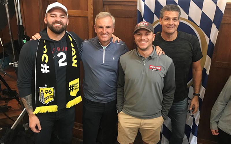 From left: ESPN Radio's Mike Golic Jr., ESPN Radio's Trey Wingo, Murray and ESPN Radio's Mike Golic.