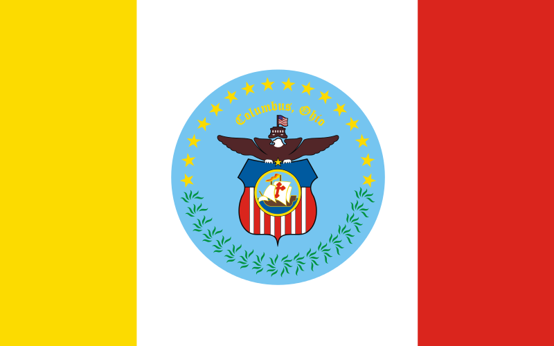 The official flag of the city of Columbus The official flag of the city of Columbus