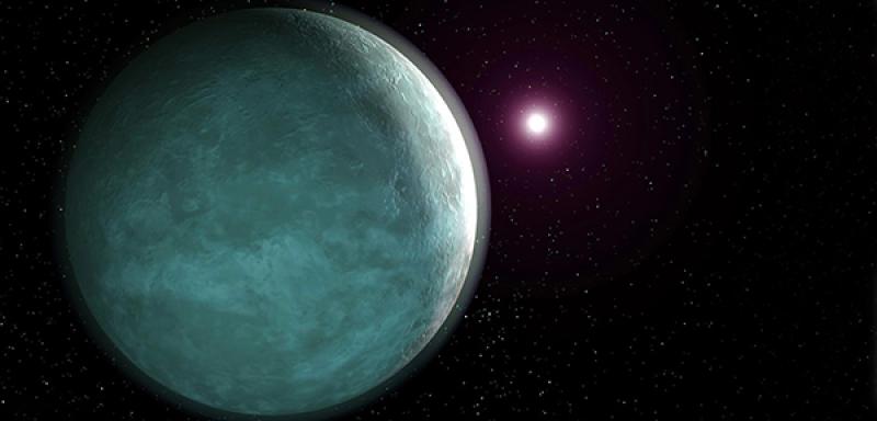 Artist's rendering of HAT-P-26 b, an exoplanet characterized as a sub-Neptune. Artist's rendering of HAT-P-26 b, an exoplanet characterized as a sub-Neptune.