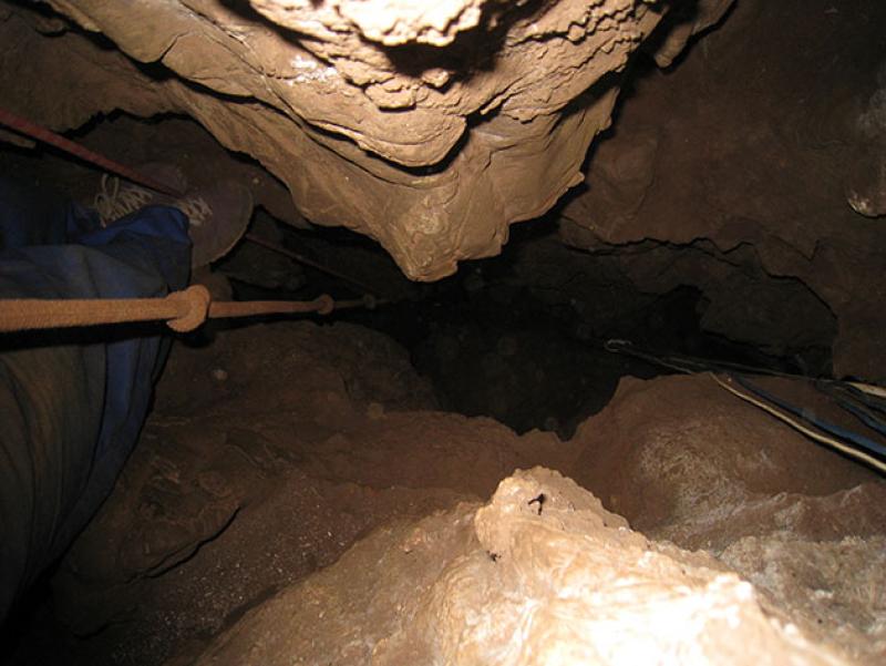 Inside a cave