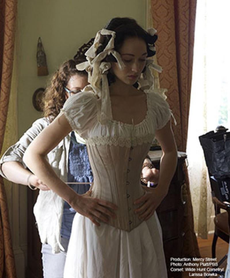 Actress Hannah James gets fitted in one of Boiwka's corset on the set of PBS's "Mercy Street" Actress Hannah James gets fitted in one of Boiwka's corset on the set of PBS's "Mercy Street"