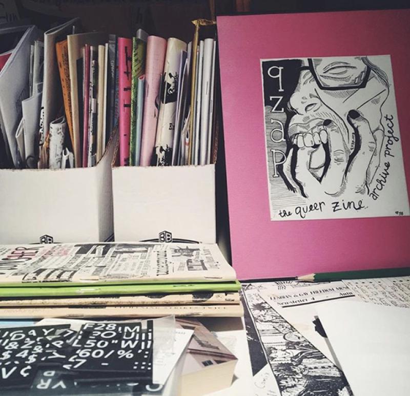 Various zines on display at Queer Zine Archive Project Various zines on display at Queer Zine Archive Project