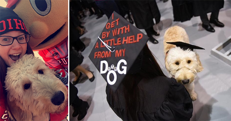 Lynn Agee with Brutus (Left) and at graduation with her foster puppy Lynn Agee with Brutus (Left) and at graduation with her foster puppy