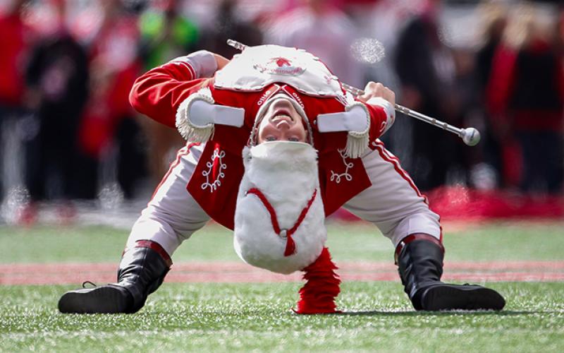 Konner Barr performing during pregame photo of Konner Barr performing back bend