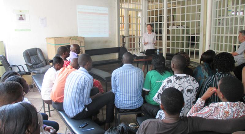 Jennifer Syvertsen with a local clinic in Kisumu Kenya.