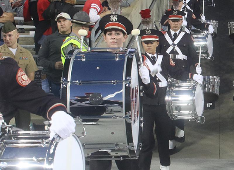 Sarah Wood marching the ramp entrance at Ohio Stadium Sarah Wood marching the ramp entrance at Ohio Stadium