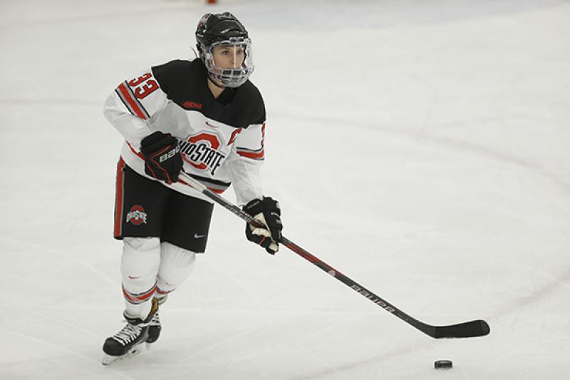 Jincy Dunne playing hockey for Ohio State Jincy Dunne playing hockey for Ohio State