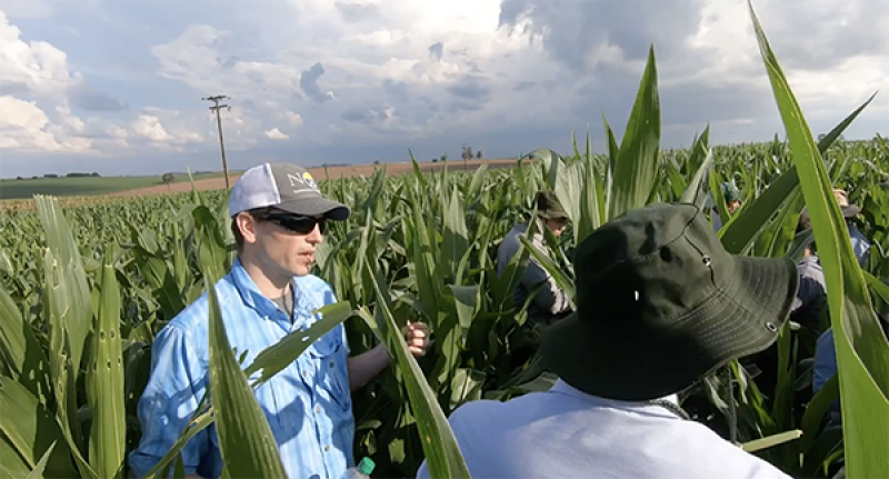 Bart Elmore at a corn field in Brazil with farmers. Bart Elmore at a corn field in Brazil with farmers.