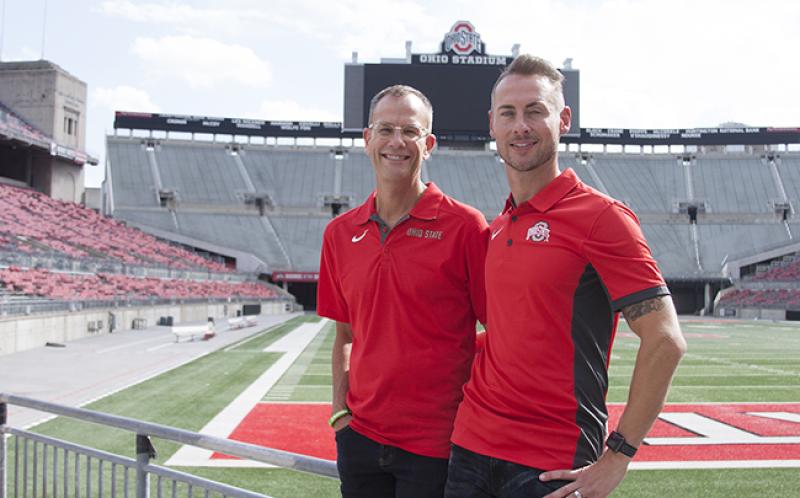 Rob Gast (right) stands with his fiance, Matt Hall, at Ohio Stadium. Rob Gast (right) stands with his fiance, Matt Hall, at Ohio Stadium.