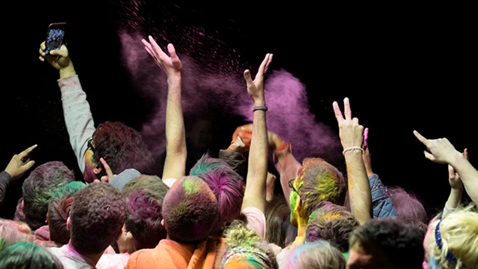 Holi color toss outside the Bharatiya Hindu Temple in Powell, Ohio. Credit: Lauren Pond 