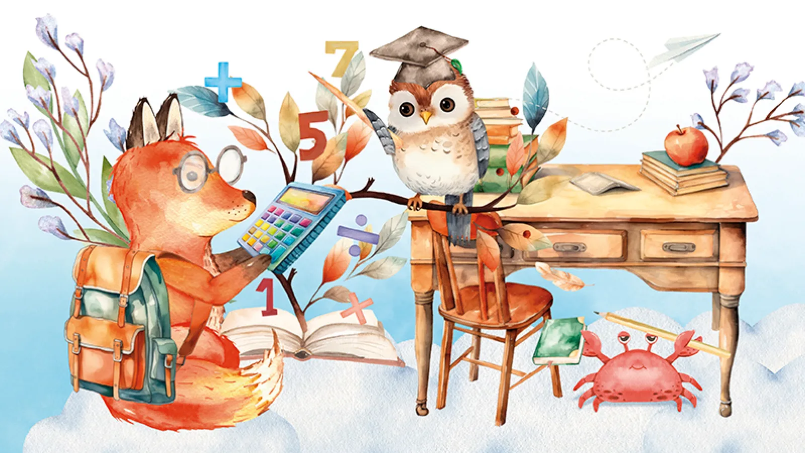 Fox and owl illustration