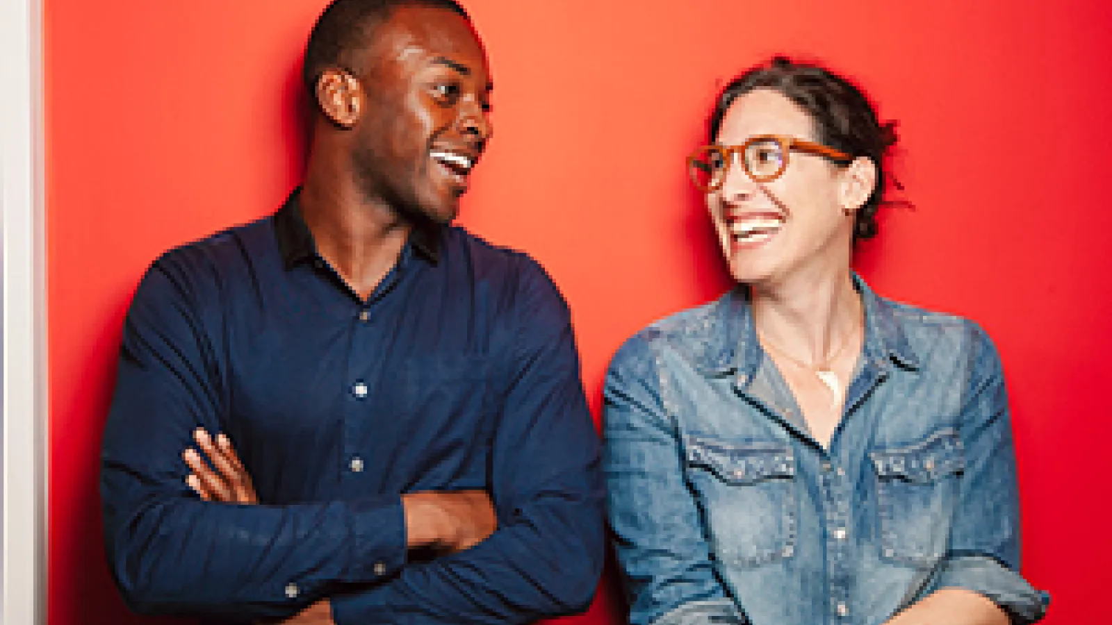 From left: "Serial" co-host and reporter Emmanuel Dzotsi and host Sarah Koenig. Photo credit Sandy Honig.