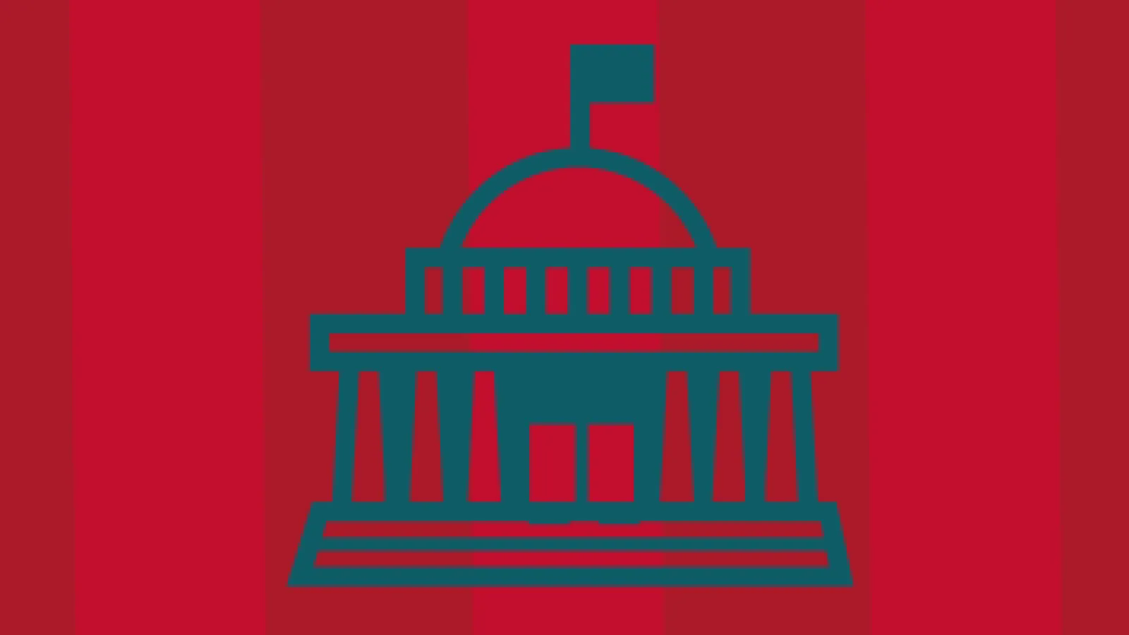 Blue capitol building on red background