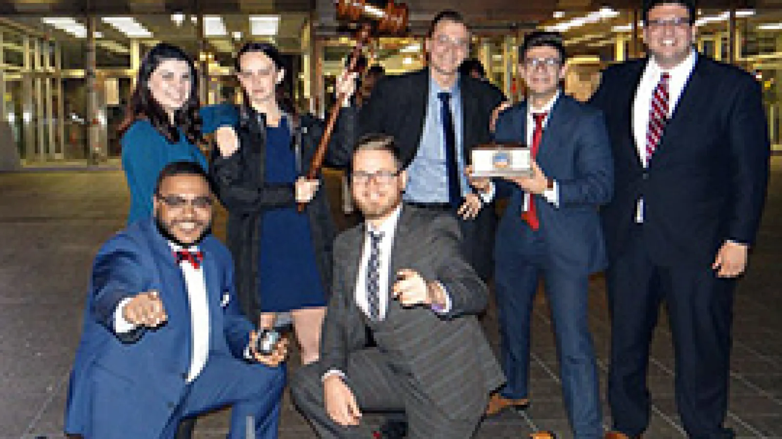 Ohio State at Mock Trial team poses after winning the Great American Mock Trial Invitational in Washington, D.C.