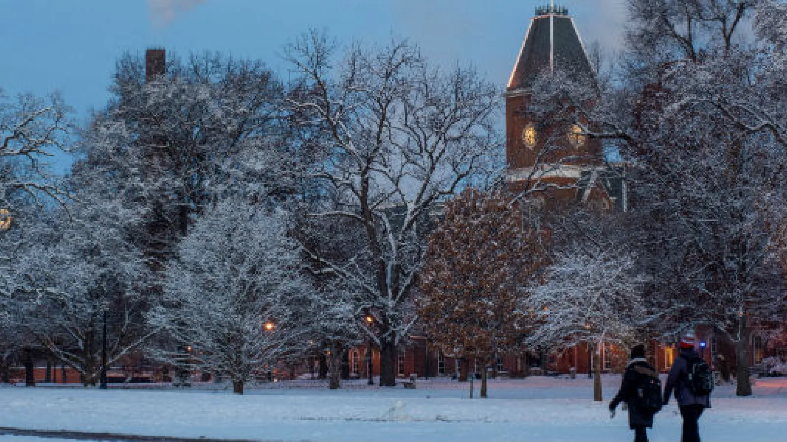 University Hall in the snow