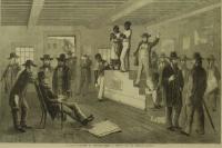 an illustration of a slave auction