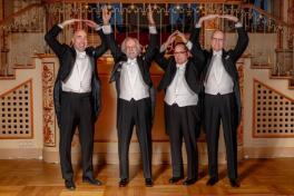 Pierre Agostini, second from left, with colleagues at the Nobel Prize ceremony in Stockholm