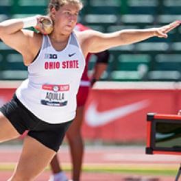 Adelaide Aquilla throws a shot put