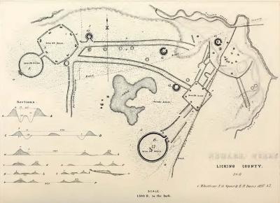 This map by E.G. Squier & E.H. Davis was drawn from a survey made in 1836 by Charles Whittlesey, Topographical Engineer of the State of Ohio.