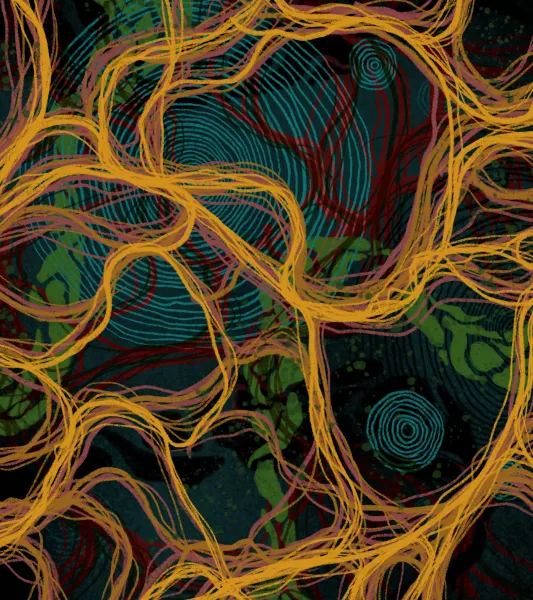 Abstraction of mycelium system. Art by Addeline Kelley.