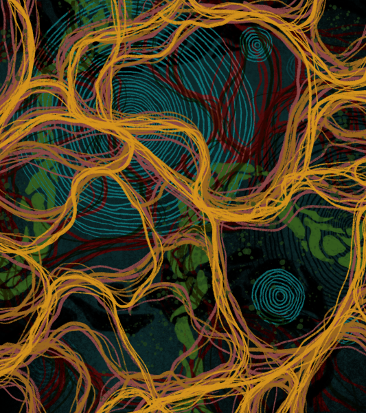 Abstraction of mycelium system. Art by Addeline Kelley.