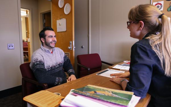 Student being interviewed