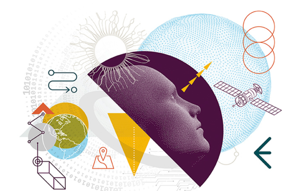 Illustration of a face looking into space