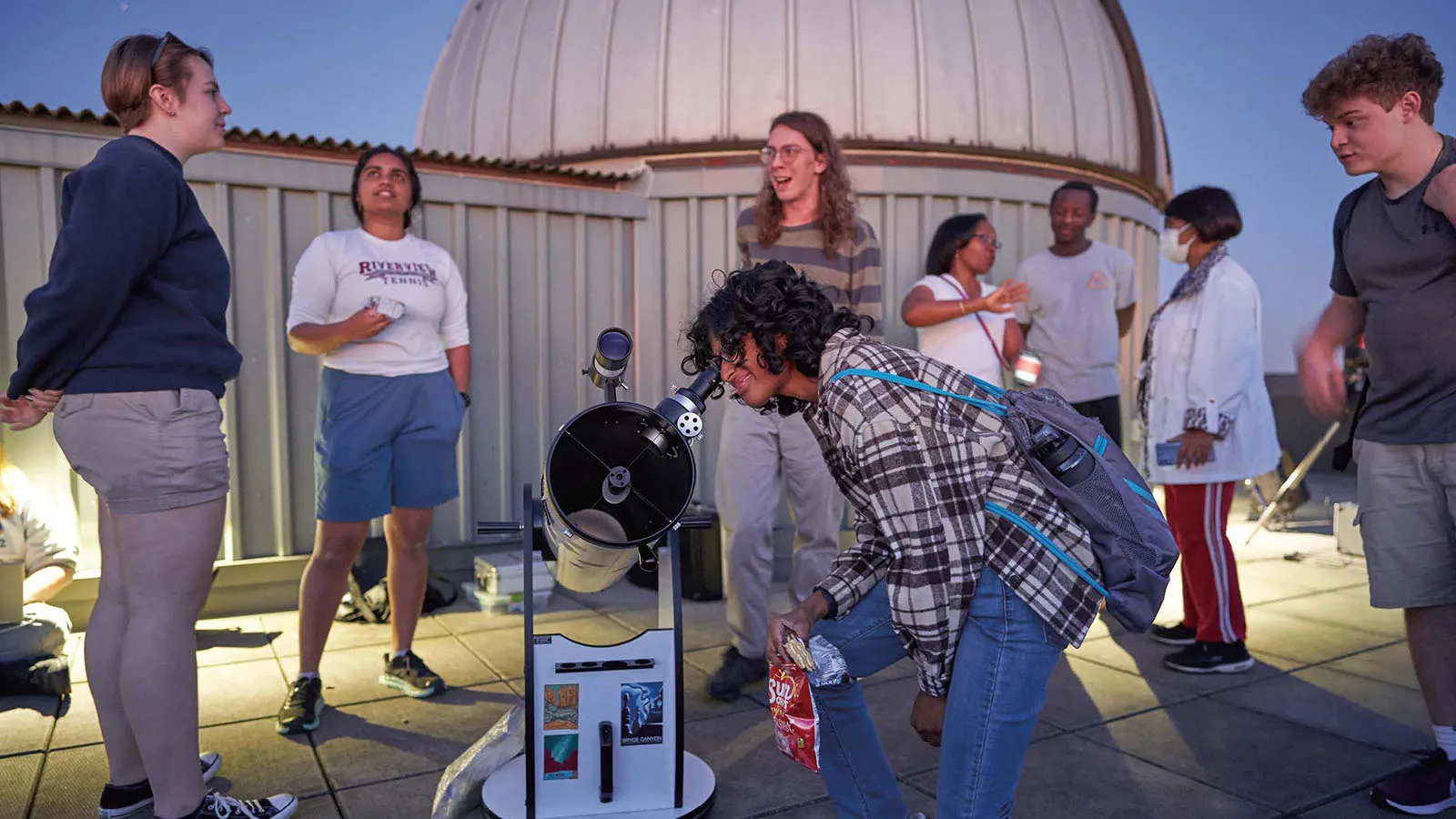 Community members are invited to join astronomy students, staff and faculty during rooftop Star Parties held on the Columbus campus.