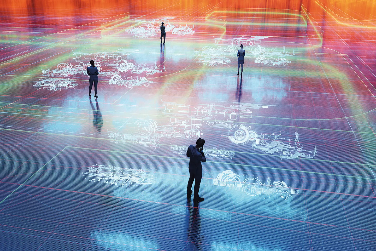 Humans experiencing virtual reality