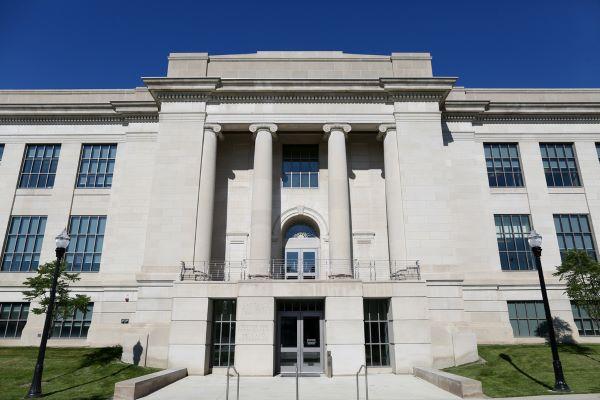 Sullivant Hall, an impressive white stone building with large columns