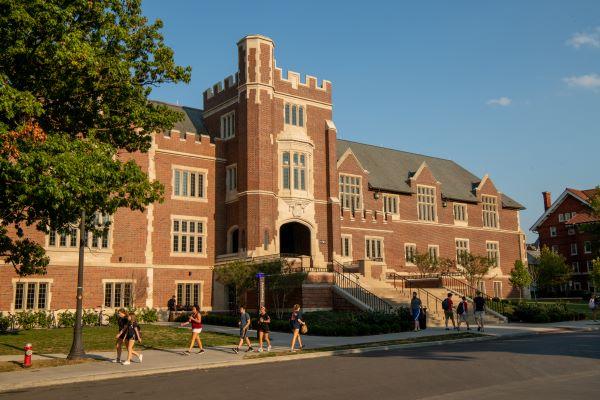 Pomerene Hall, an intricate brick building