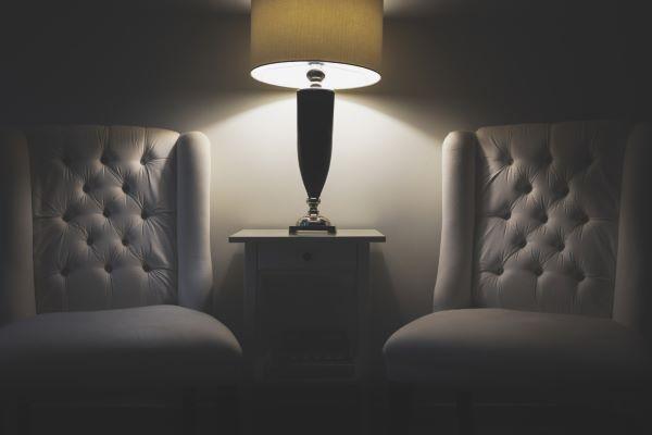 chairs under a lamp