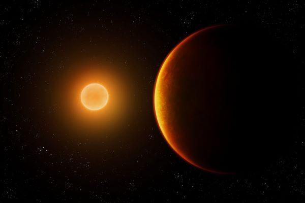 a planet in front of a sun