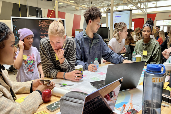 Students in the Department of Design work on a project