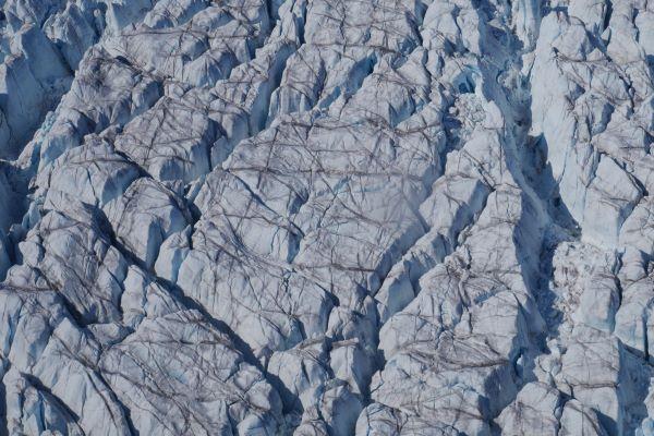 glacier crevasses from above