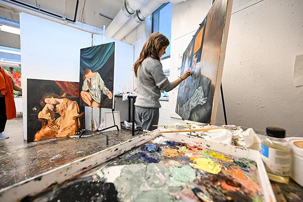 Ohio State student artist Kasmira Snyder in her studio
