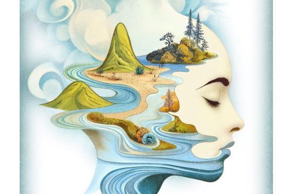 Artistic rendering of how the human brain maintains representations of multiple spatial locations in working memory