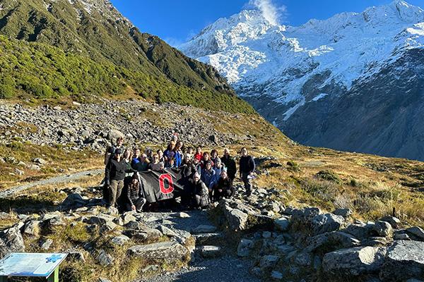 Owen White with fellow Buckeye students in New Zealand.