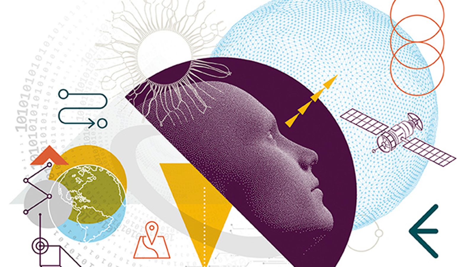 Illustration of person looking into space