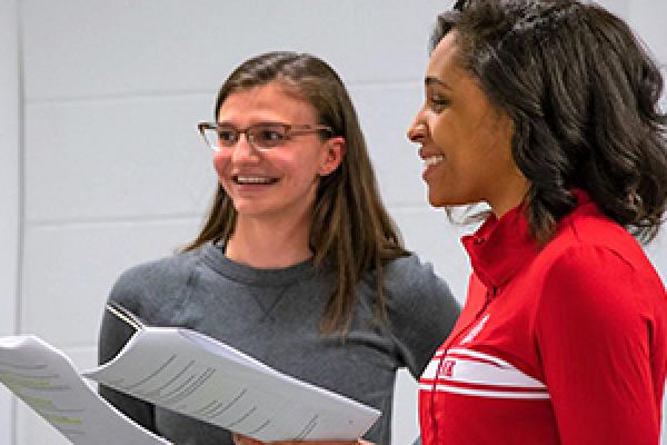 Olivia Sawatzki and Jasmine Smith rehearse for "Leah and the Dybbuk," image credit Brandie Williams