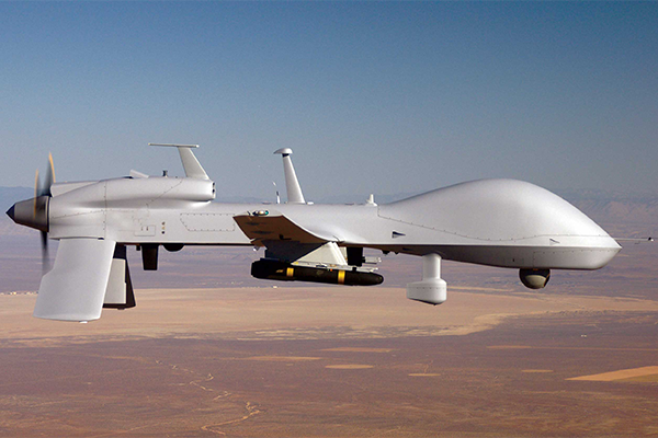 Drone flying in the desert