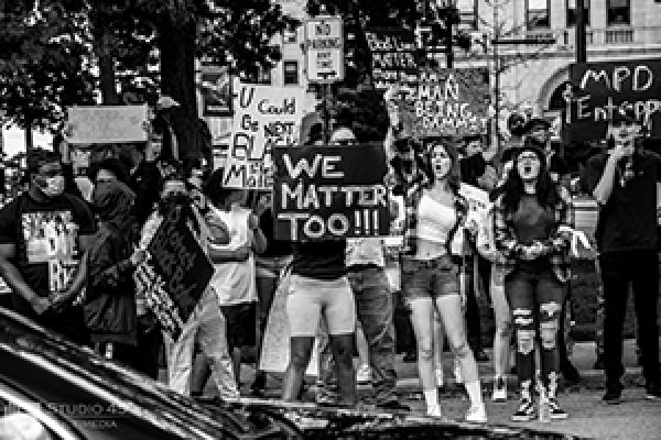 Protesters gather at a Black Lives Matter rally in Mansfield in May 2020