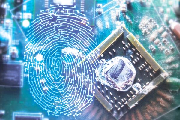 PUF illustration Photo illustration of computer chip and fingerprint