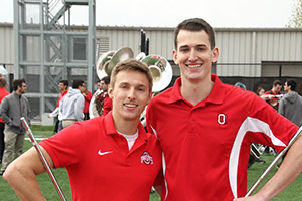 photo of John LaVange and Konner Barr after 2017 drum major tryouts