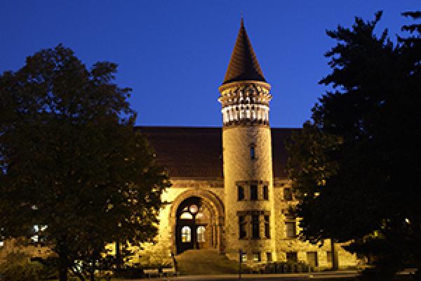 Orton Hall at dusk