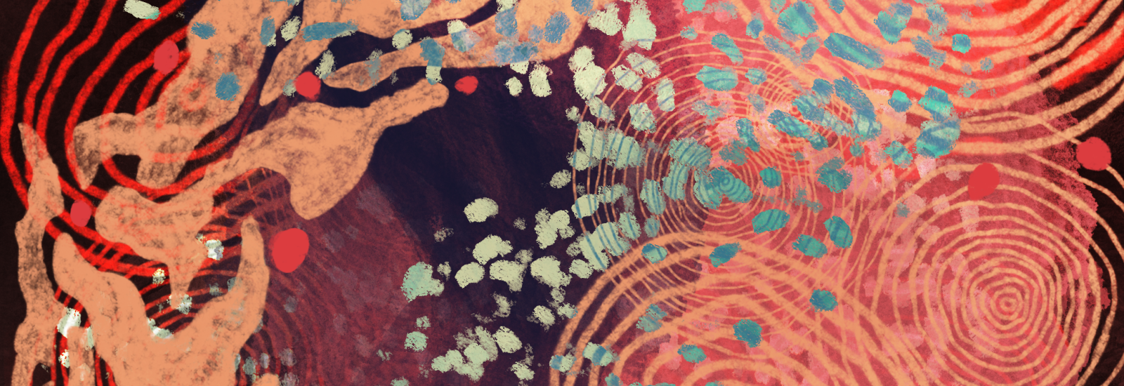 Abstraction of pond life. Artwork by Addeline Kelley