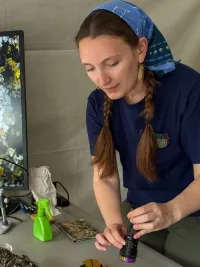 Lab specialist Emma Kline works on a project